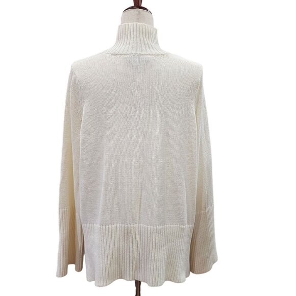 Free Assembly Womens Cotton Ribbed Turtleneck Oversize Ivory Sweater Size M - Picture 2 of 13